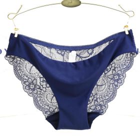 Lace ladies low waist briefs (Option: Tibetan blue-M)